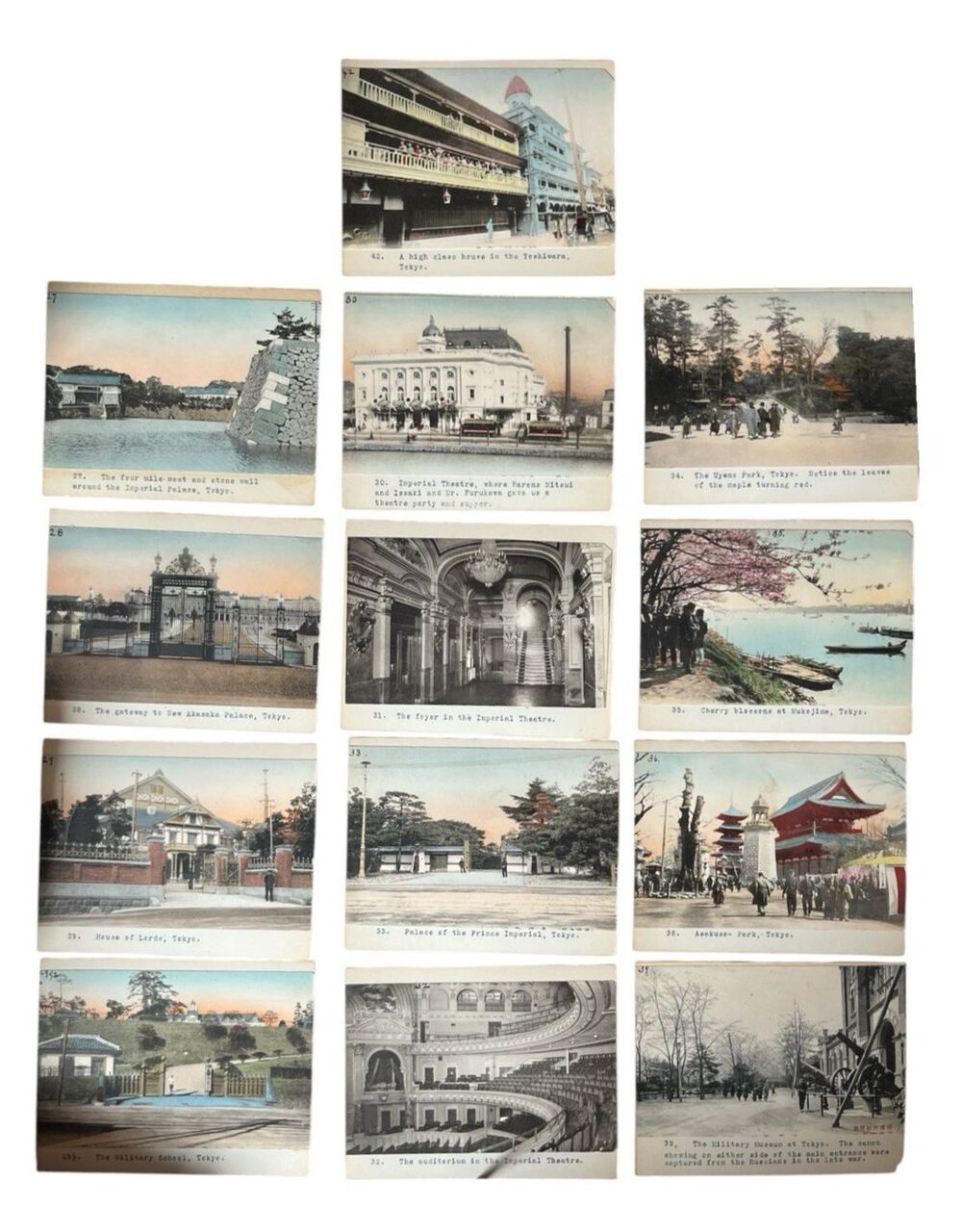 Antique Japanese Pictorial  Photo Postcards Tokyo c1910 Hand-tinted Mounted - 13